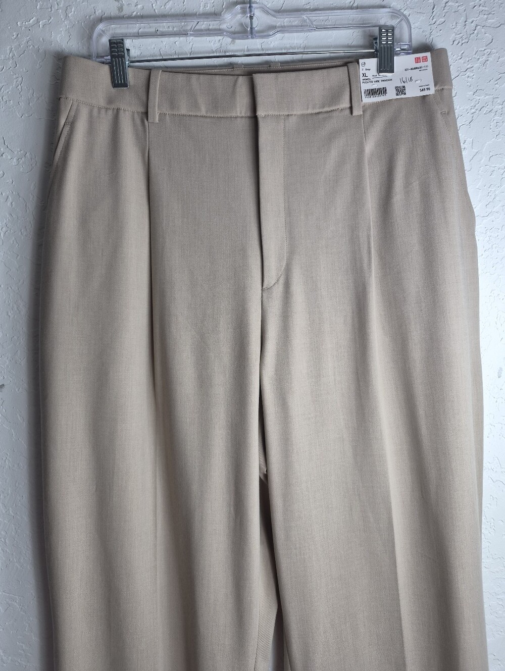 XL Uniqlo Womens Beige Pleated Wide Trousers - Picture 4 of 13